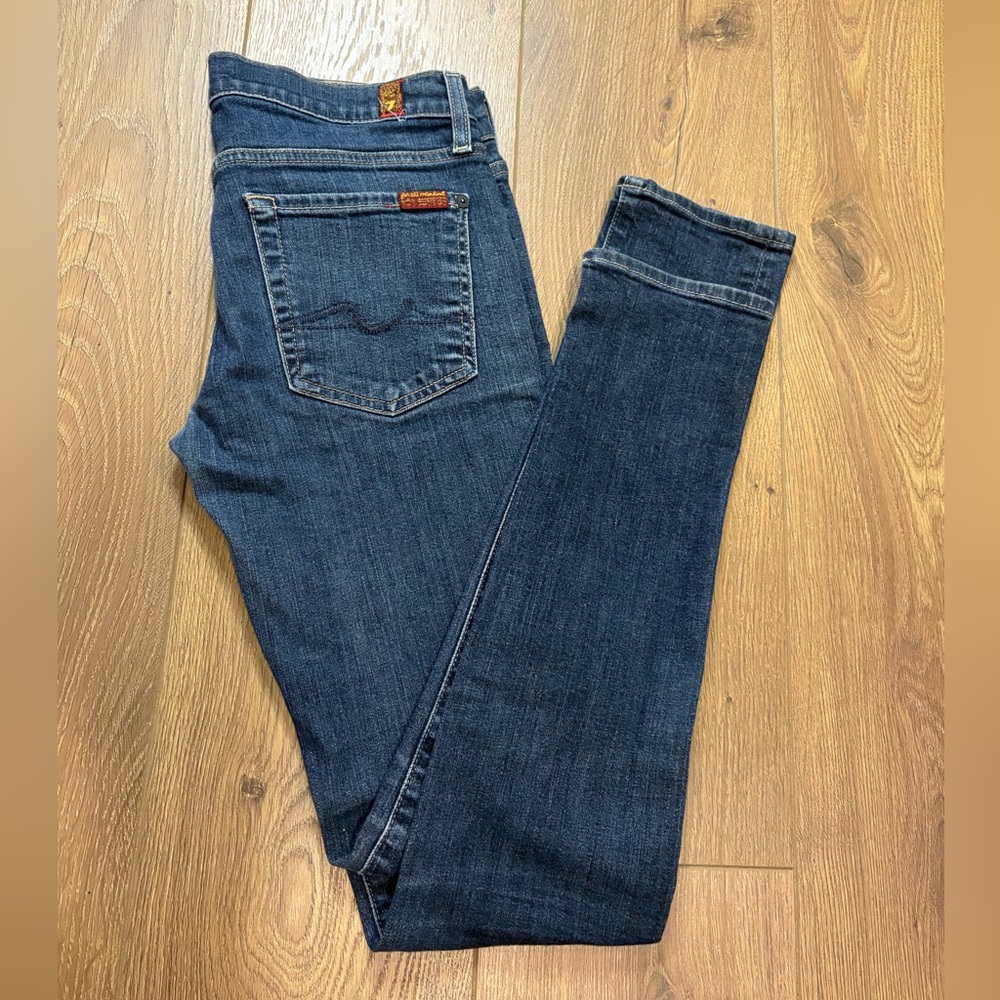 7 for All Mankind Mid-Rise Slim Denim Designer Jeans Women Size 27